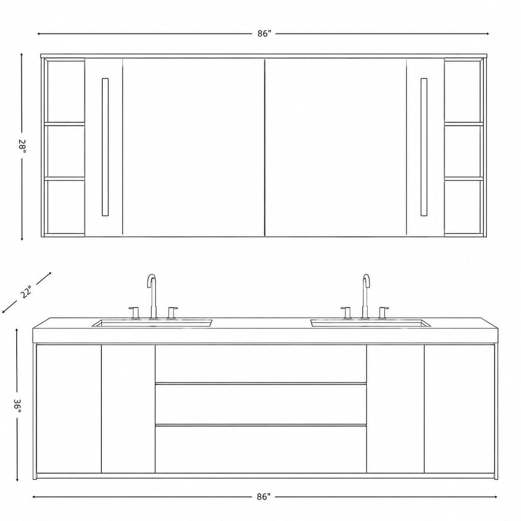 66 in Freestanding Double-Sink Bathroom Vanity with LED Mirror