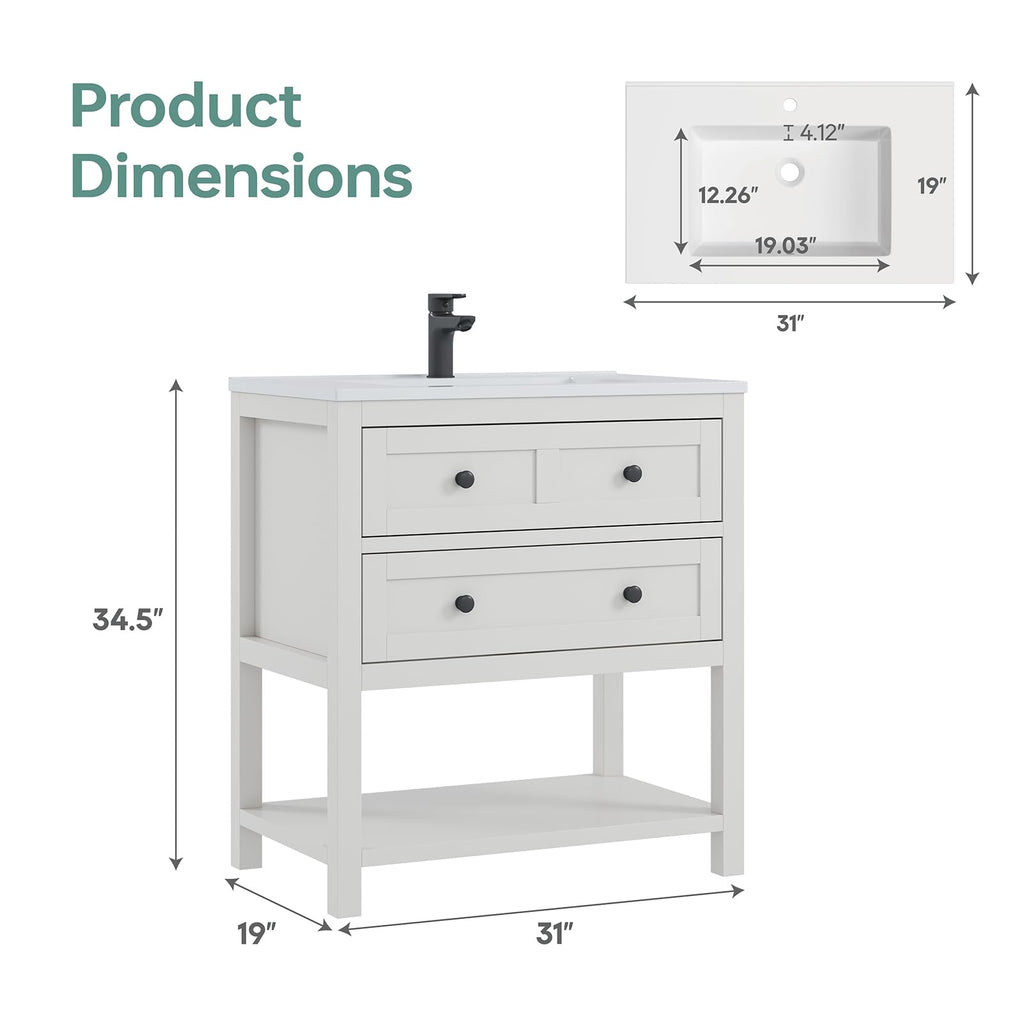 42 Inch Bathroom Vanity with Sink, Fully-Assembled, Walnut