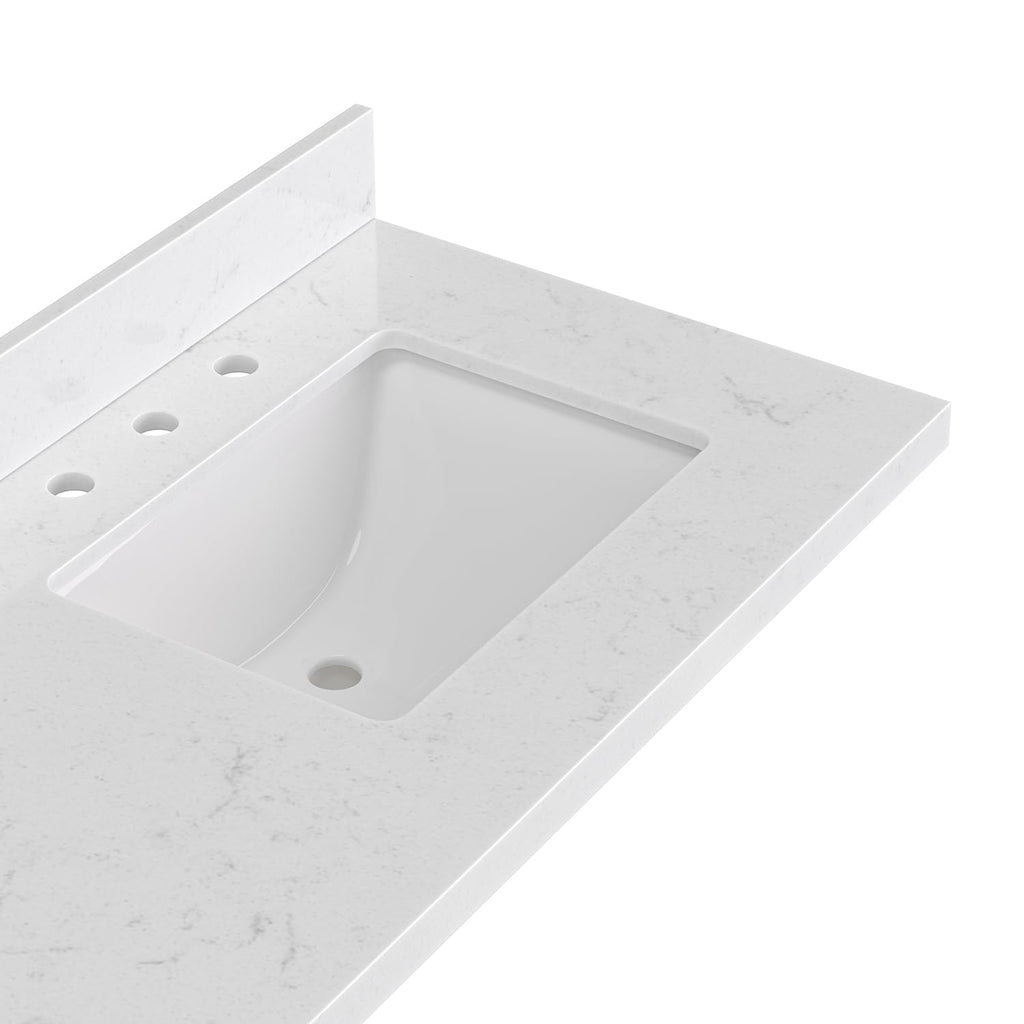 DKB Emilia 72 Inch Bathroom Vanity Double Sink â White Bathroom Vanity with Sink, 1.5" Edge Carrara White Quartz Countertop & Backsplash, 4 Soft-Close Doors, and 6 Dovetail Drawers