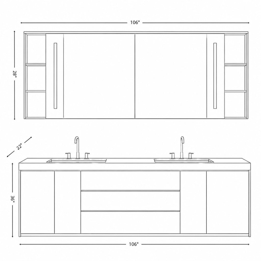 70 IN Freestanding Double Bathroom Vanity with Sinks & LED Mirror Cabinet