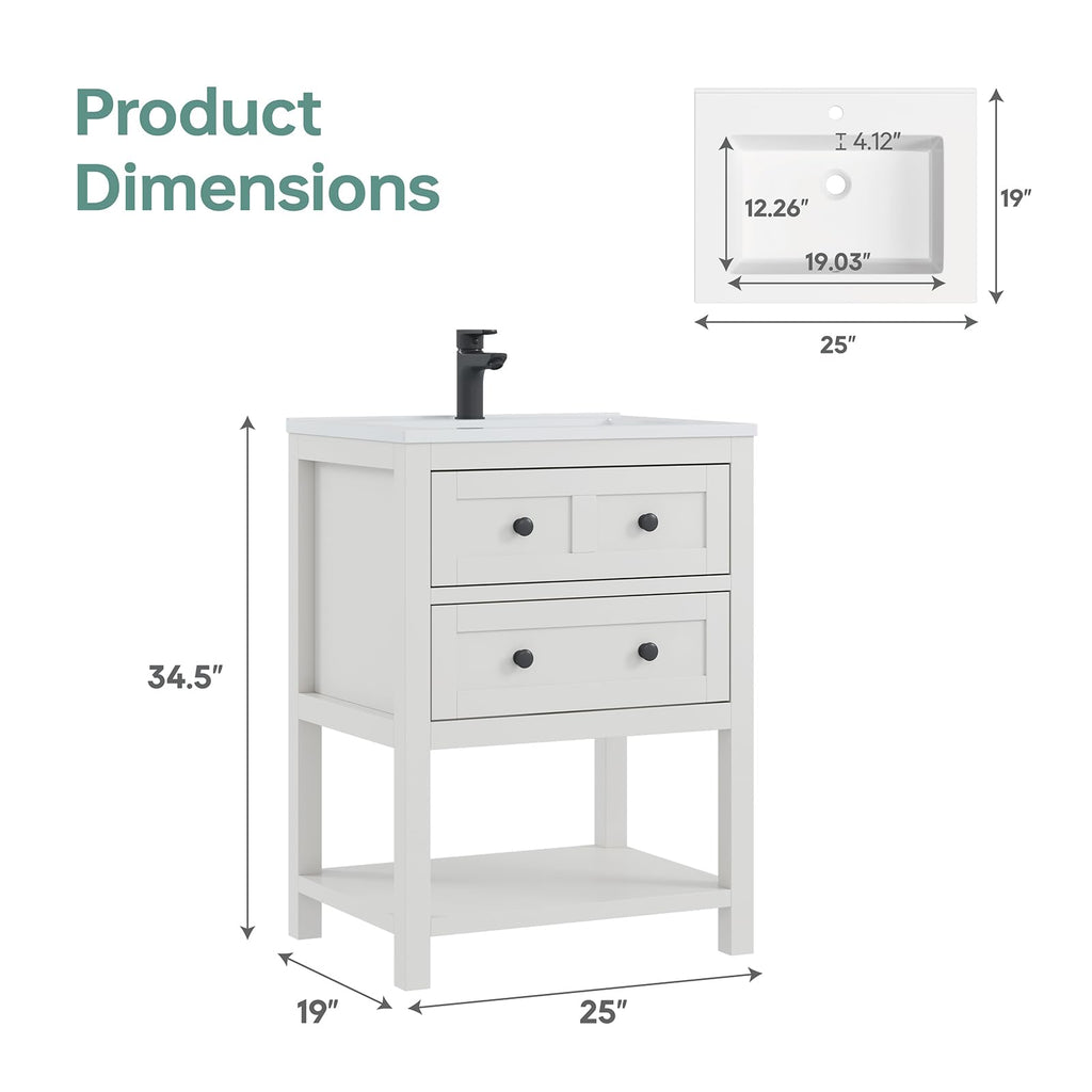 42 Inch Bathroom Vanity with Sink, Fully-Assembled, Walnut