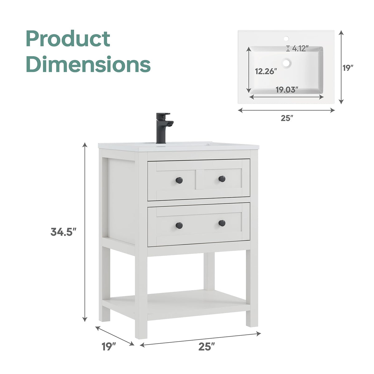 42 Inch Bathroom Vanity with Sink, Fully-Assembled, Walnut