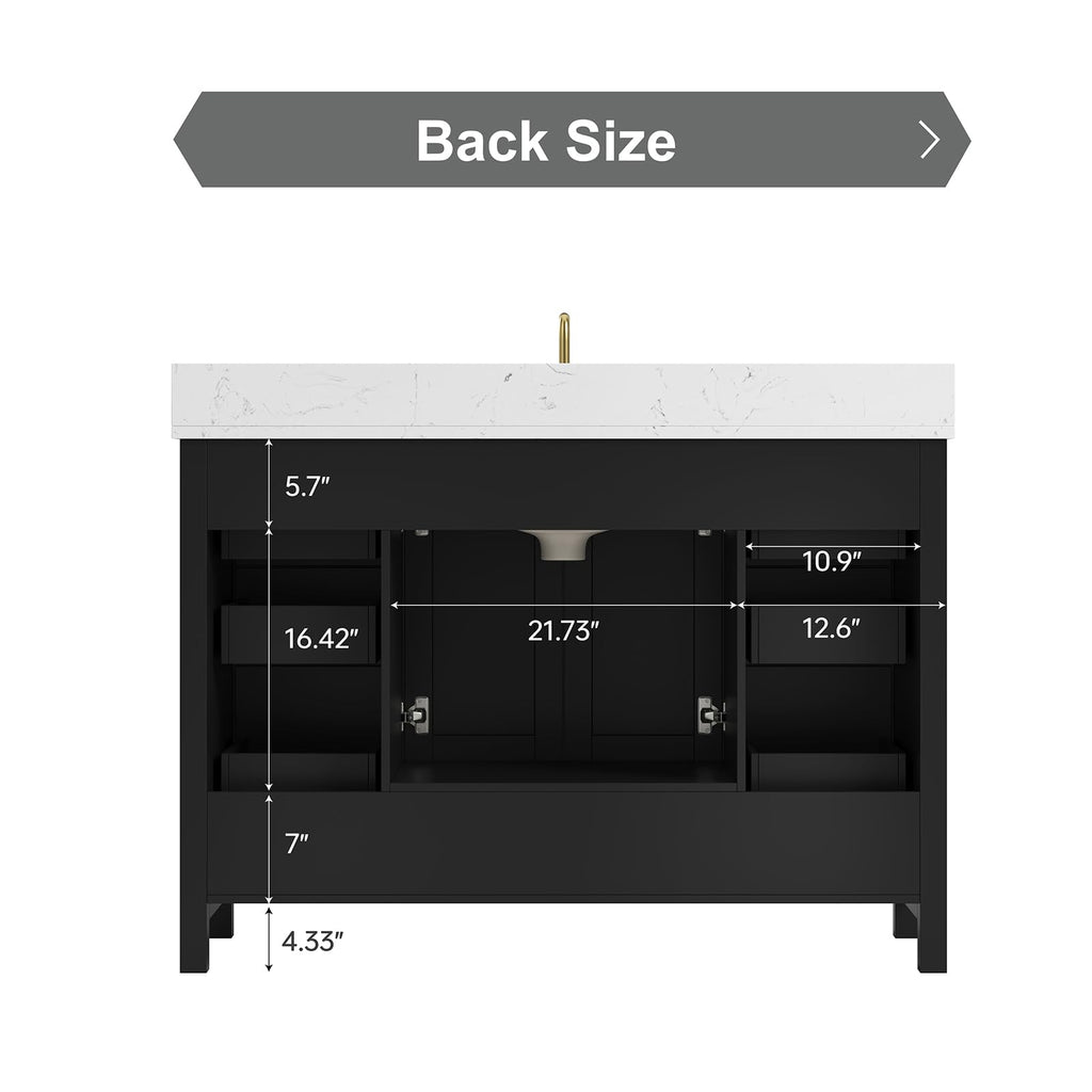 36 Inch Modern Bathroom Vanity with Sink, Black
