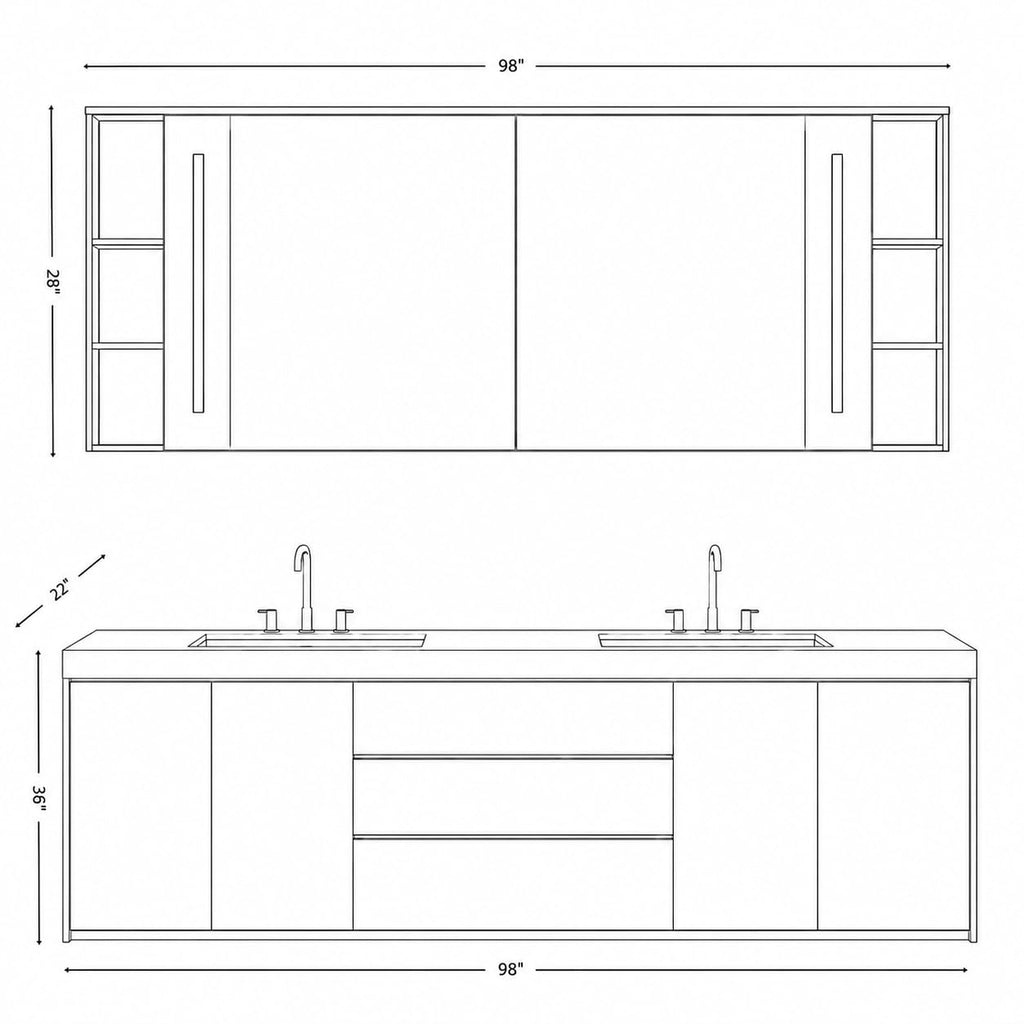 66 in Freestanding Double-Sink Bathroom Vanity with LED Mirror
