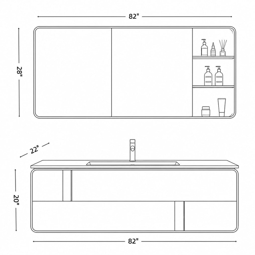 48 in Floating Bathroom Vanity with Sink & LED Backlit Mirror