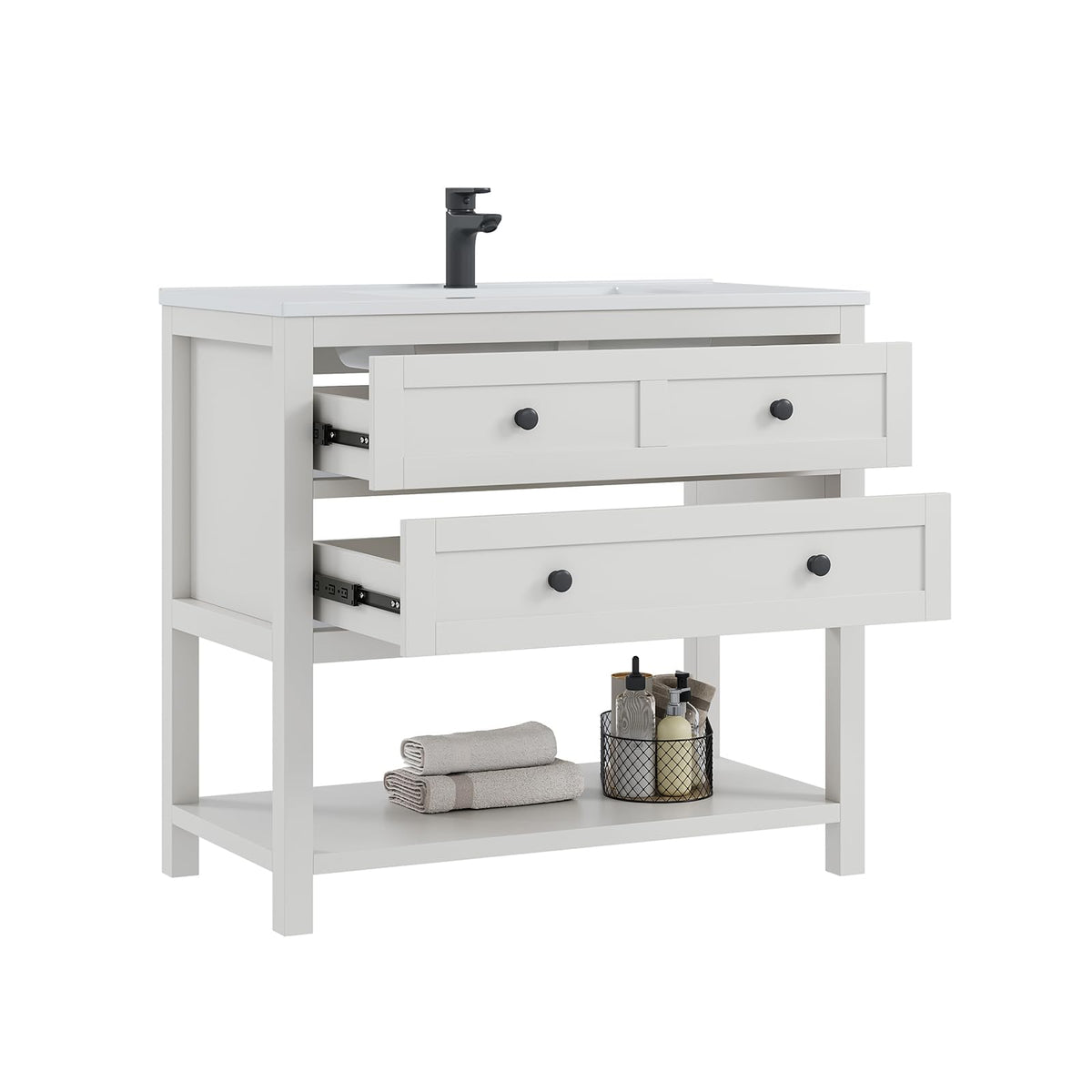 42 Inch Bathroom Vanity with Sink, Fully-Assembled, Walnut