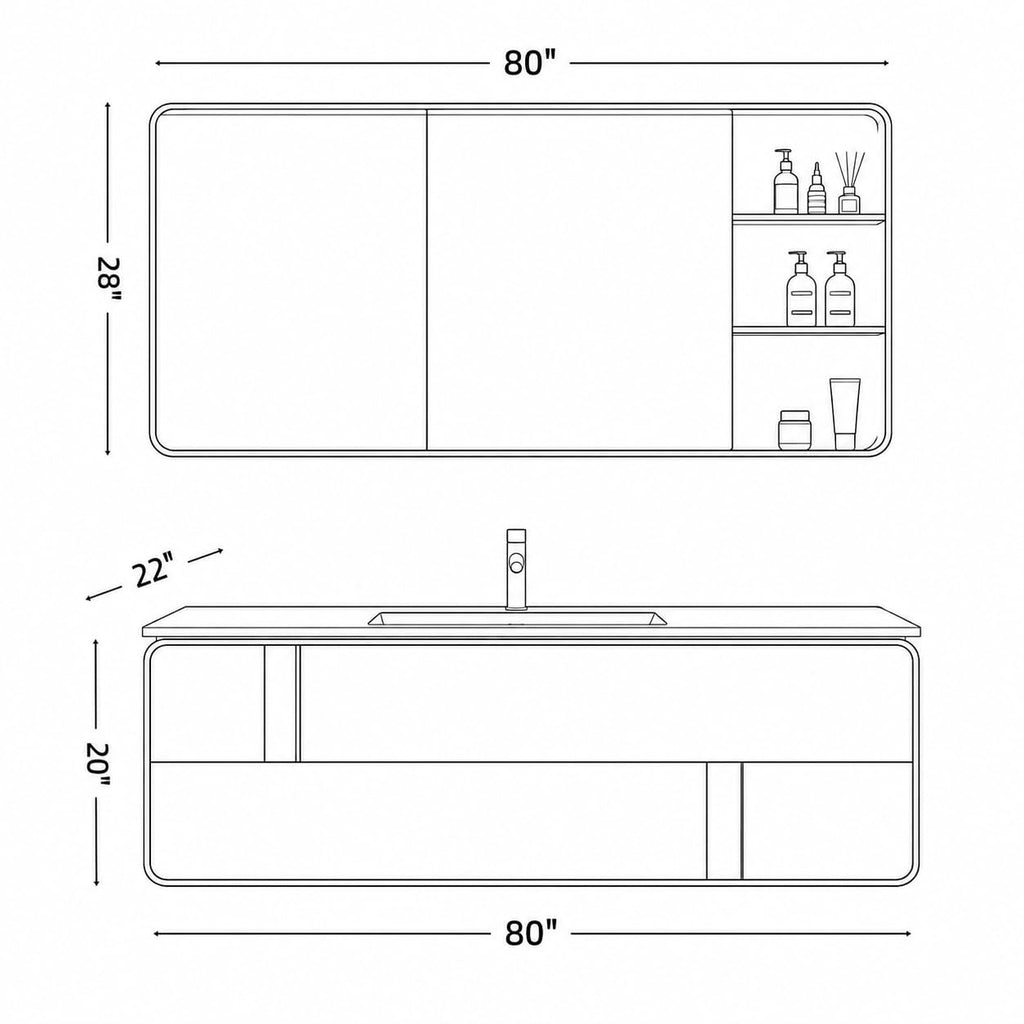 48 in Floating Bathroom Vanity with Sink & LED Backlit Mirror