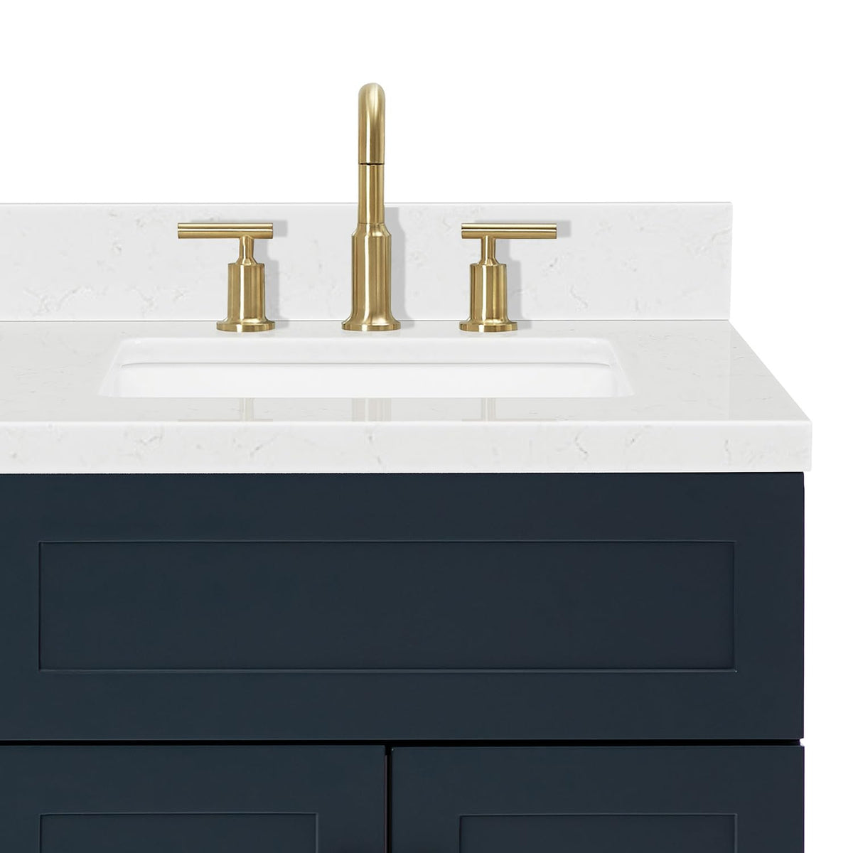 DKB Isabella 66" White Double Bathroom Vanity with 1.5" Carrara Quartz Countertop, Double Rectangular Undermount Sinks, 4 Soft Closing Doors, 6 Dovetail Drawers