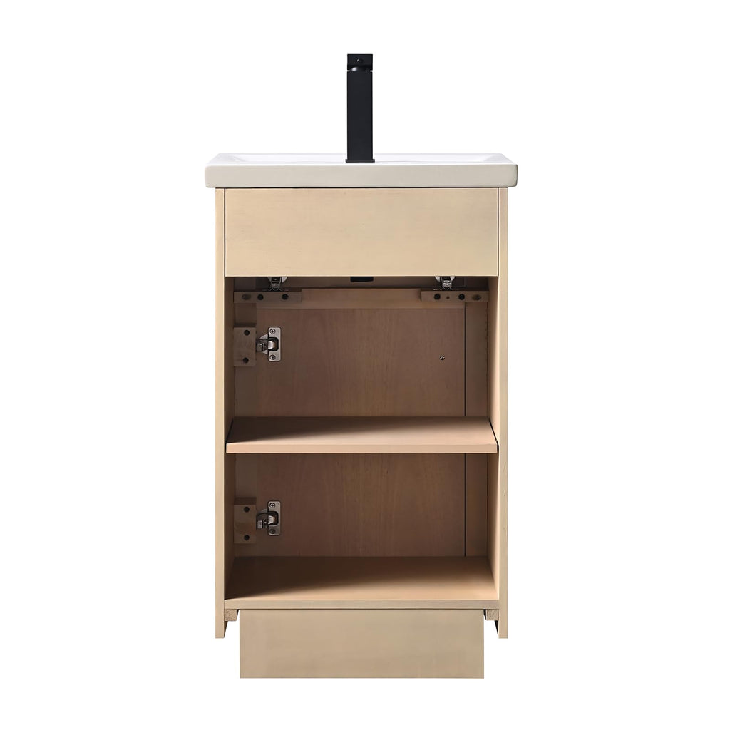 HOMEBEYOND 72" Bathroom Vanity with Double Sink & Ceramic Top, MDF Material Vanity Cabinet with Basin Combo, Soft-Closing Doors, Removable Shelf, Backsplash, Tan