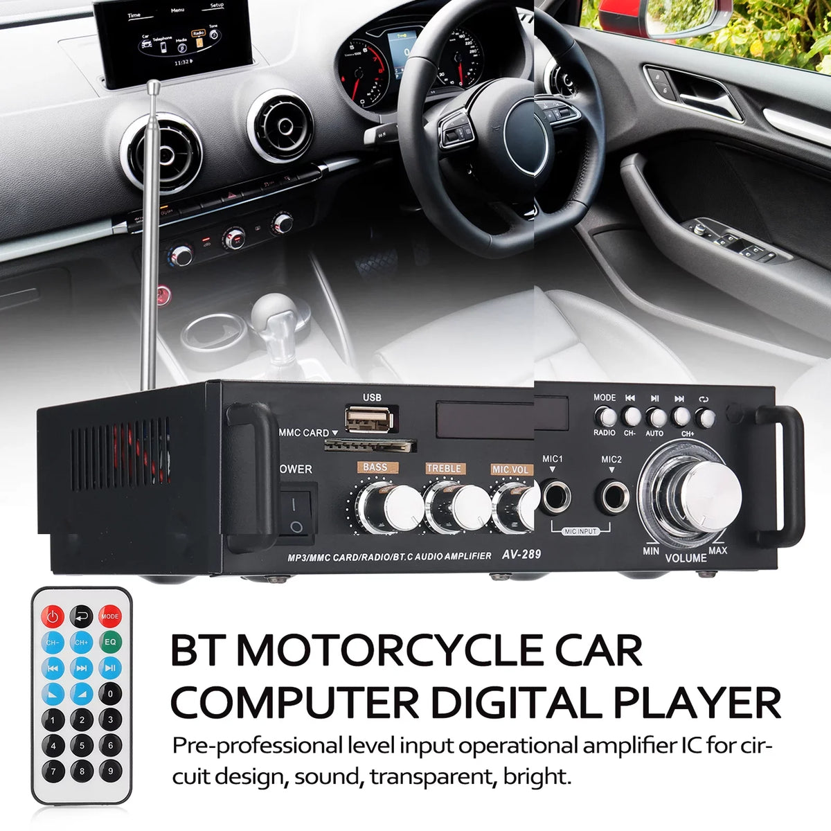 Dazzduo Sound Machine,2CH LCD Display Remote Audio Amplifier BT Radio Amplifier 600W Remote Audio Radio Portable Stereo Power Amplifier Audio HiFi Audio Stereo Car 600W Remote