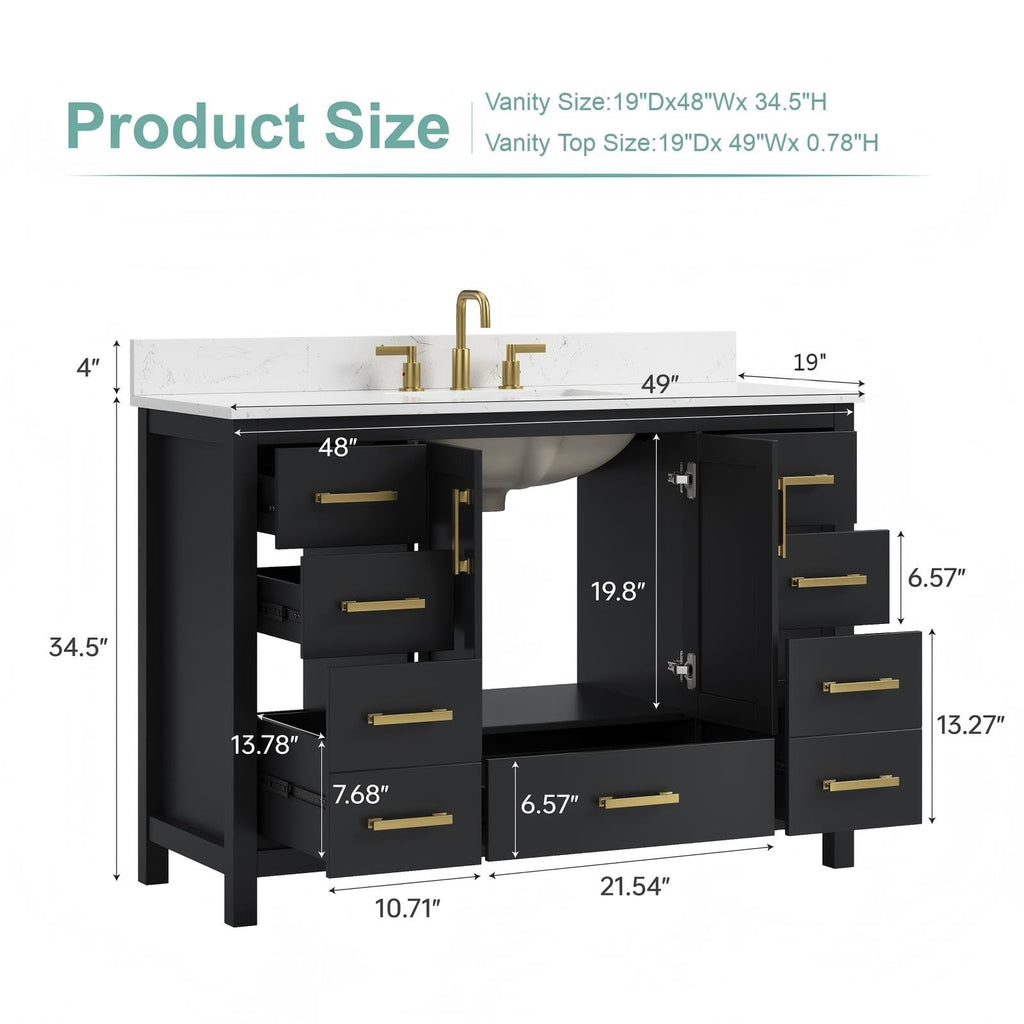 60 Inch Bathroom Vanity Double Sink, Steel Blue