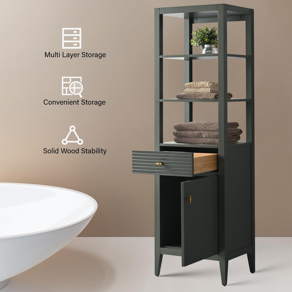 Vanity Art 84 inch Bathroom Vanity with Double Sink & Ceramic Top, Vanity Cabinet with Soft-Closing Door, Solid Wood Frame, Linear Pattern, Walnut, Golden Brushed Handware,Vintage Green