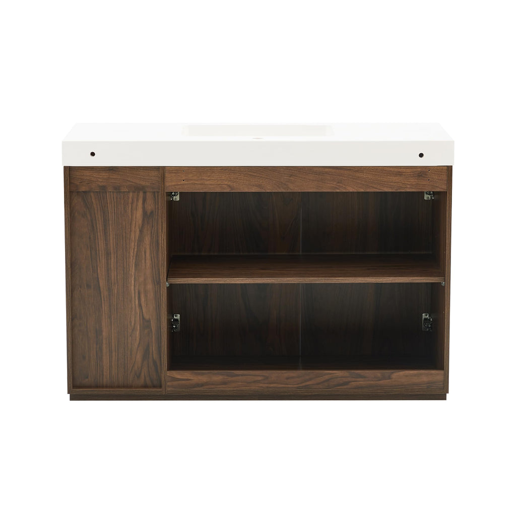 36â Modern Bathroom Vanity with Black Sink, Smoked Brown