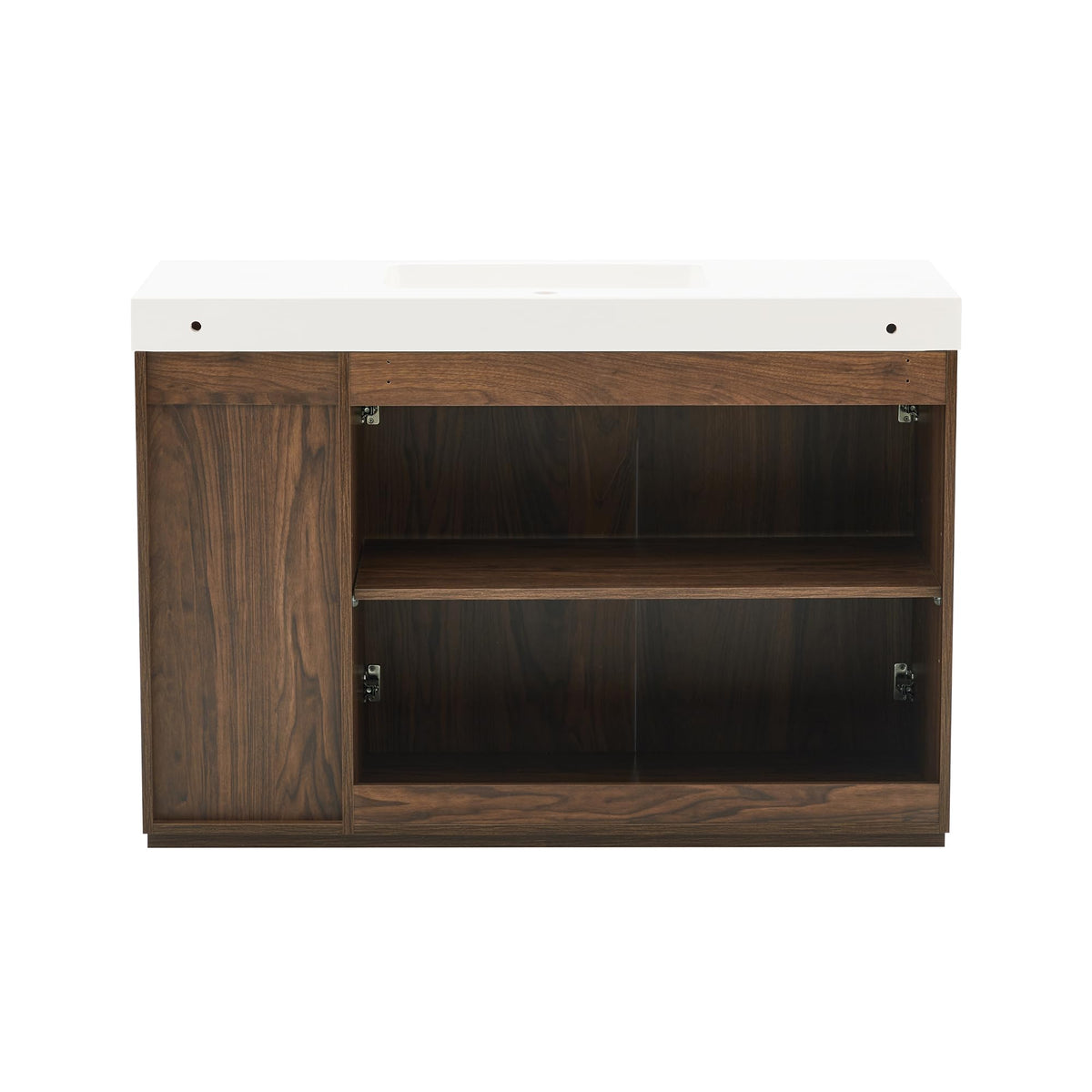 36â Modern Bathroom Vanity with Black Sink, Smoked Brown