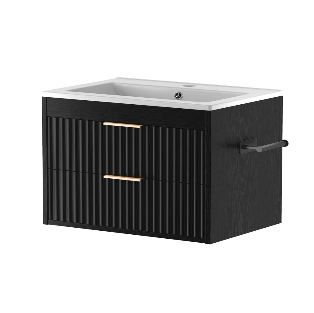 30" Bathroom Vanity with Sink, Wall Mounted Cabinet, Black