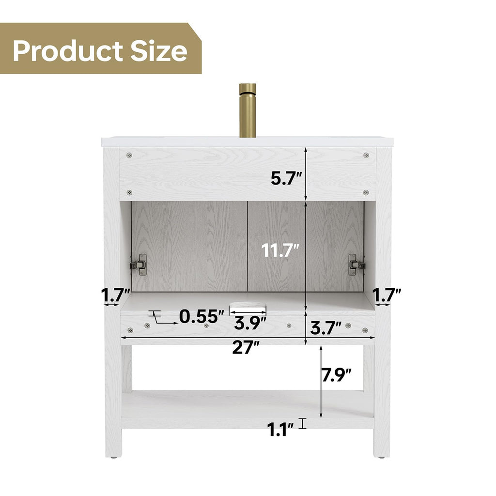 42 Inch Bathroom Vanity with Sink, Fully-Assembled, Walnut