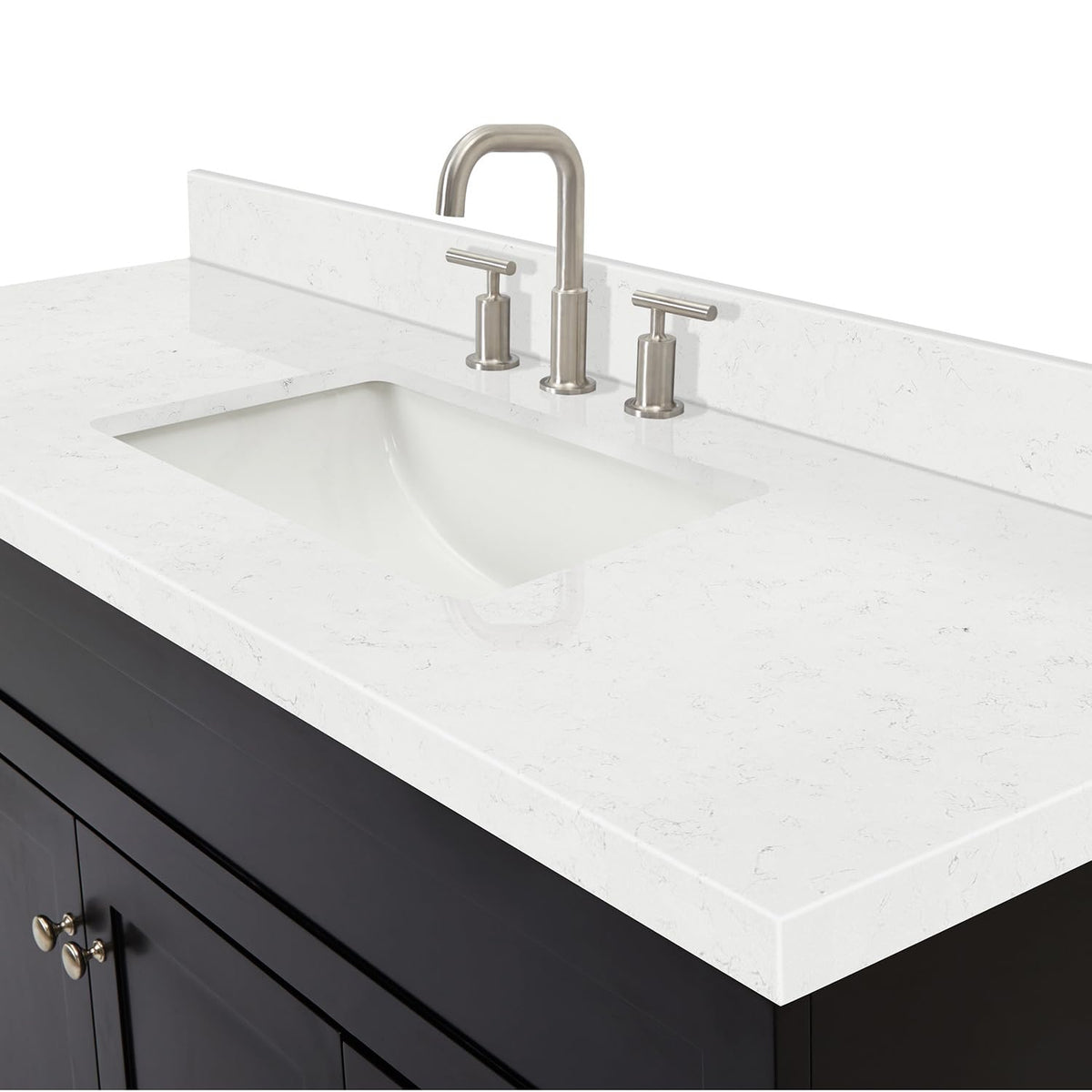 DKB Isabella 60 Inch Bathroom Vanity Single Sink â White Bathroom Vanity with Sink, 1.5" Edge Carrara White Quartz Countertop, Solid Wood, 2 Soft-Close Doors, 8 Dovetail Drawers + Tilt Drawer