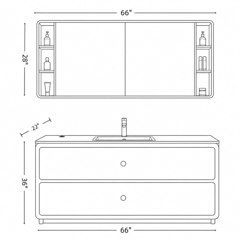 50 IN Freestanding Single Sink Bathroom Vanity with LED Mirror Cabinet
