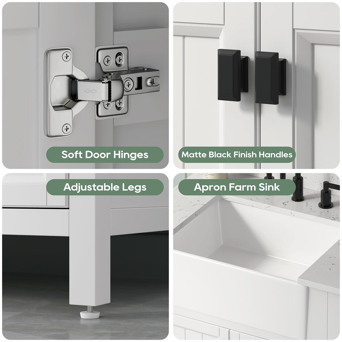 42 Inch Bathroom Vanity with Sink, Pre Assembled, White