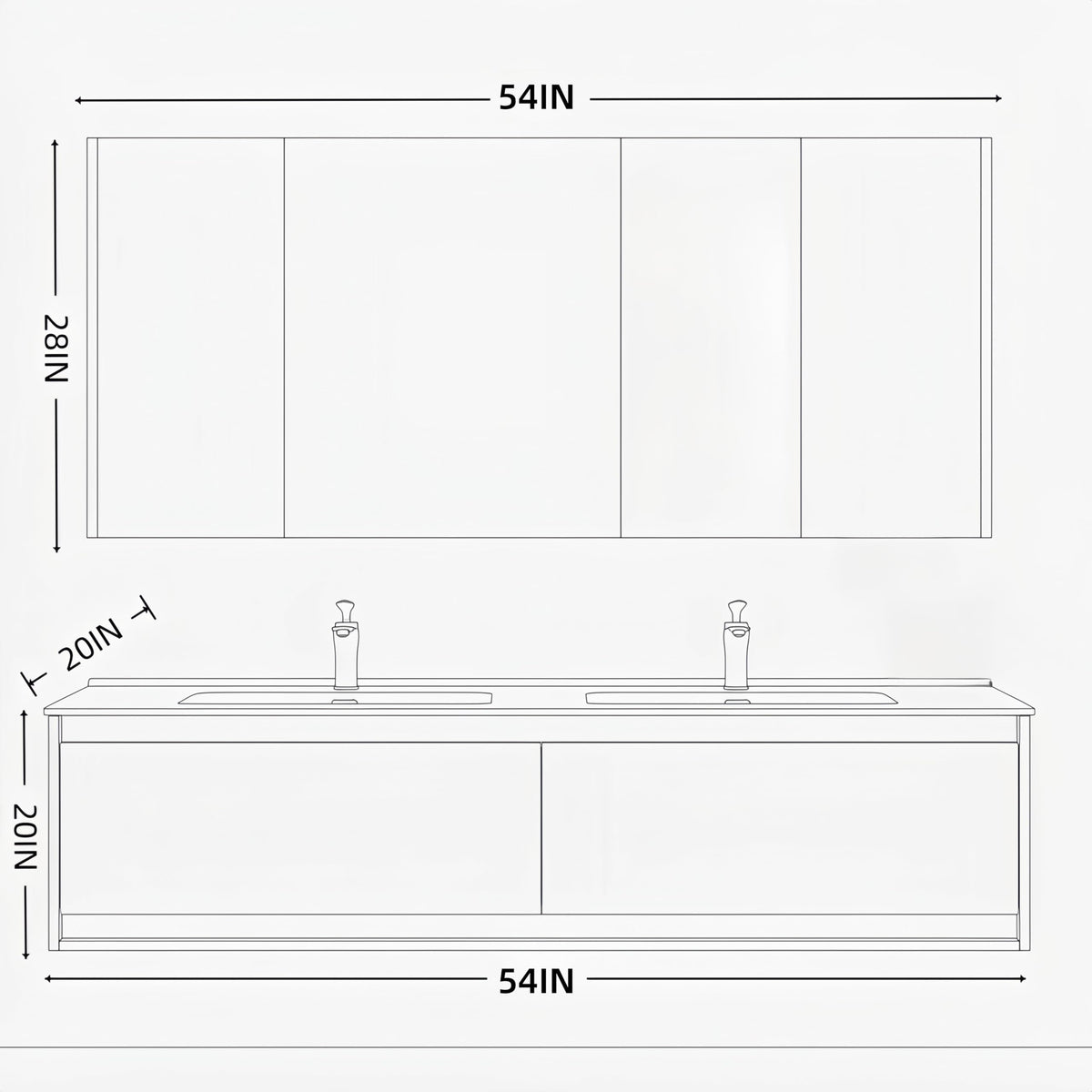 70 in Double Bathroom Vanity with Sinks - Modern Freestanding Bathroom Vanity with Solid Wood Construction | Anti-Fog Mirror | Integrated Stone Sink | Ready-to-Use Design