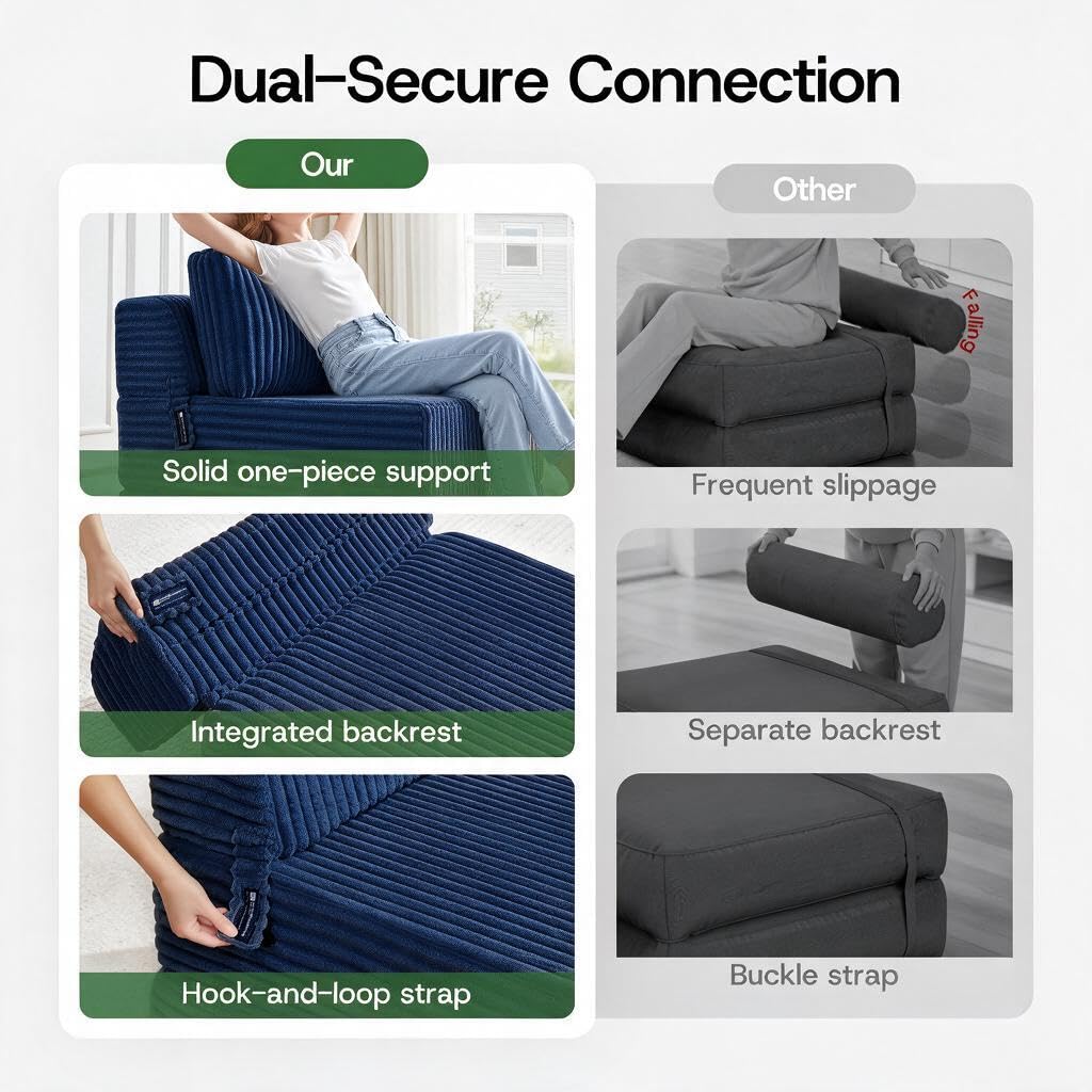 Folding Sofa Bed Convertible 4 in 1 Sleeper Chair Gray Single