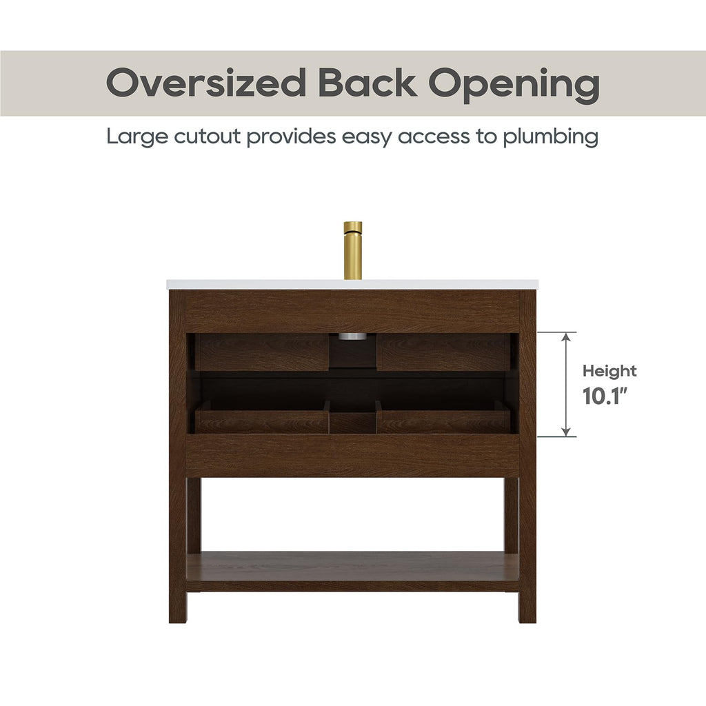 42 Inch Bathroom Vanity with Sink, Fully-Assembled, Walnut