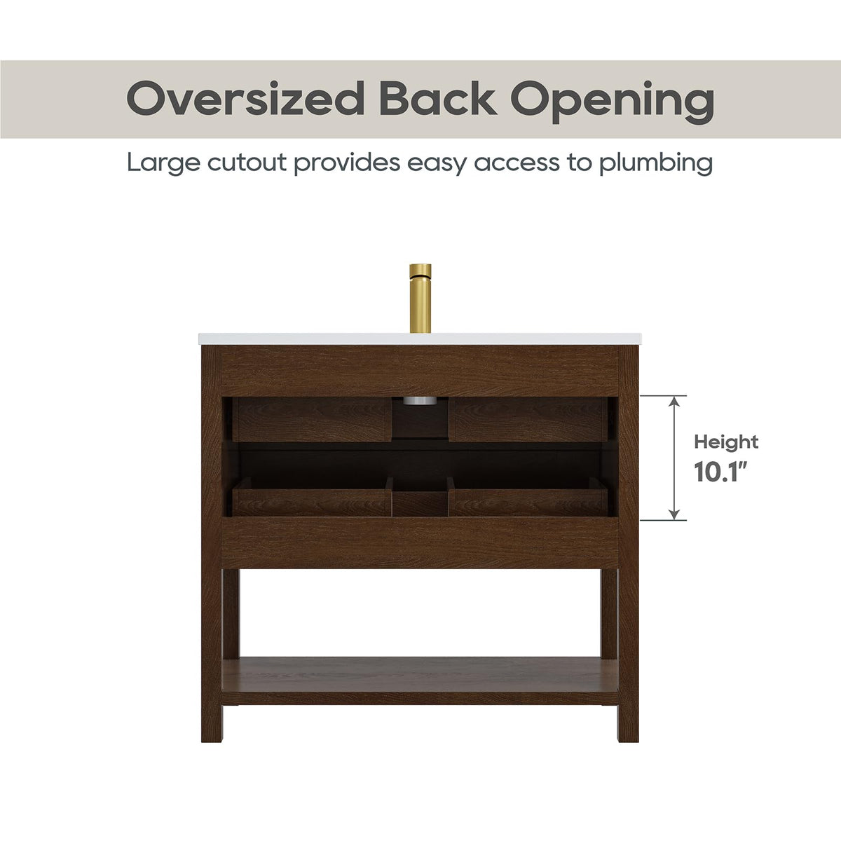 42 Inch Bathroom Vanity with Sink, Fully-Assembled, Walnut