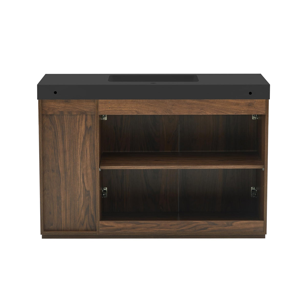 36â Modern Bathroom Vanity with Black Sink, Smoked Brown