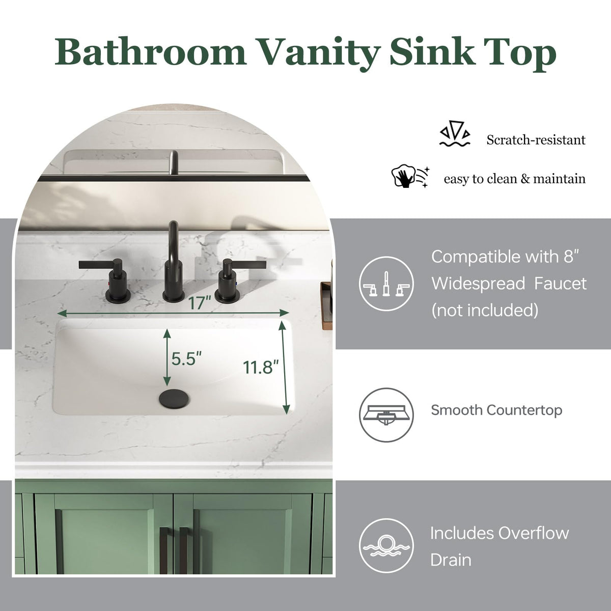 42 Inch Bathroom Vanity with Sink, Pre Assembled, White