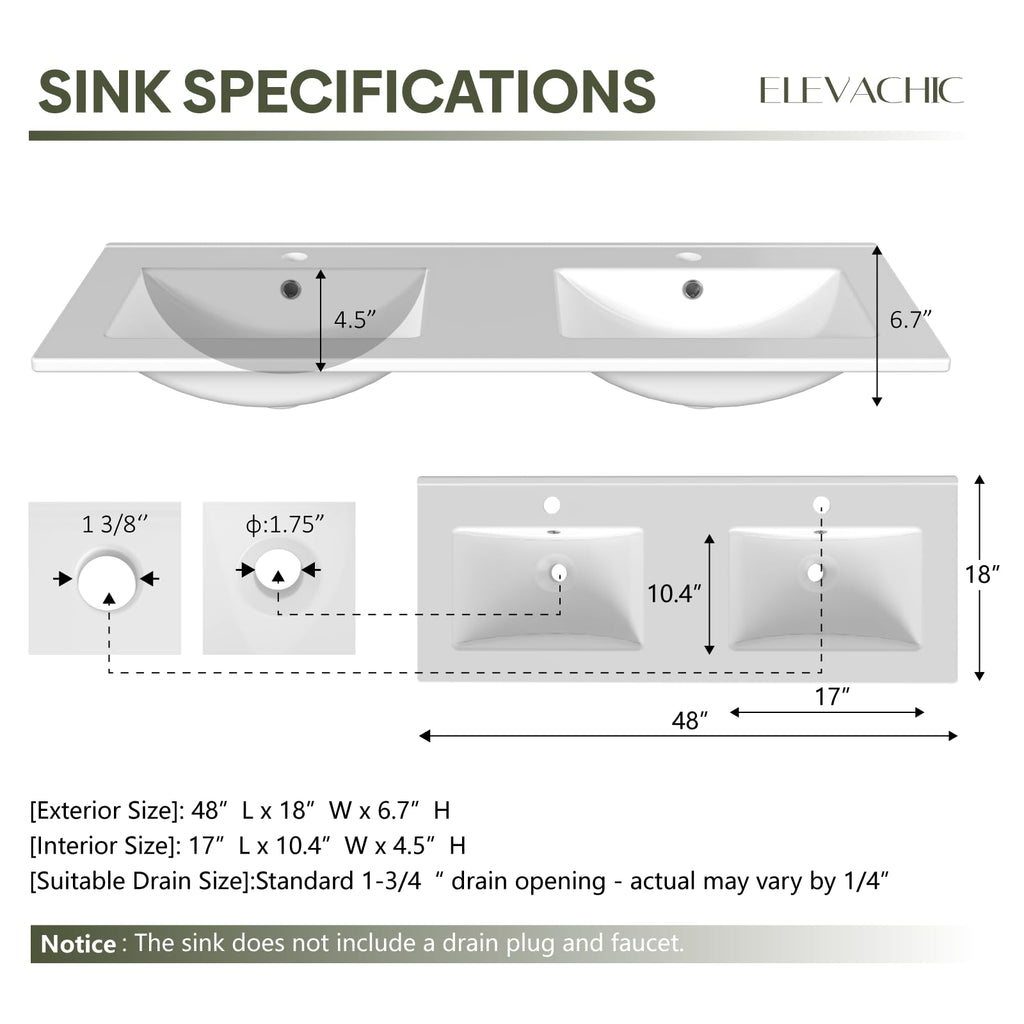 30" Bathroom Vanity with Sink, Modern Bathroom Cabinet, White