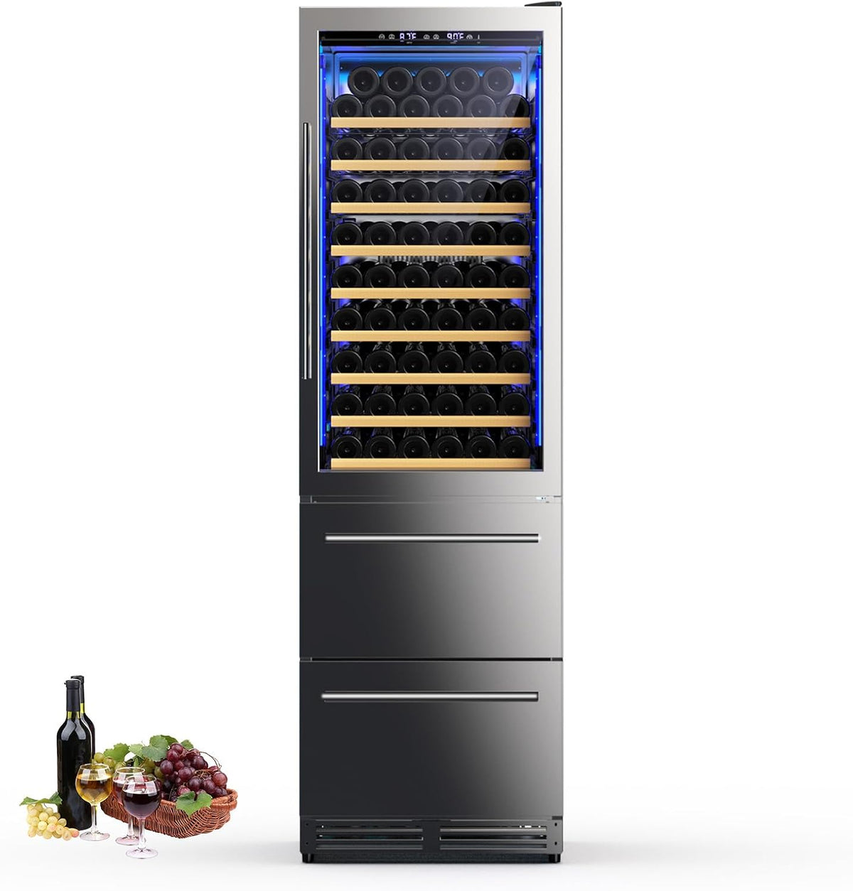 Upstreman Wine and Beverage Refrigerator, 24" Dual Zone Wine Cooler