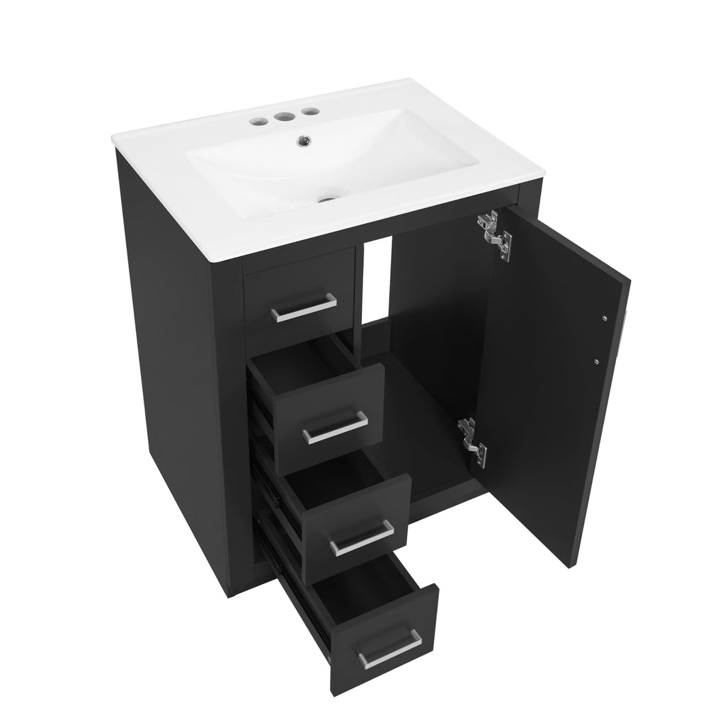 30 Inch Green Bathroom Vanity with Sink & Gold Handles,Light Luxury