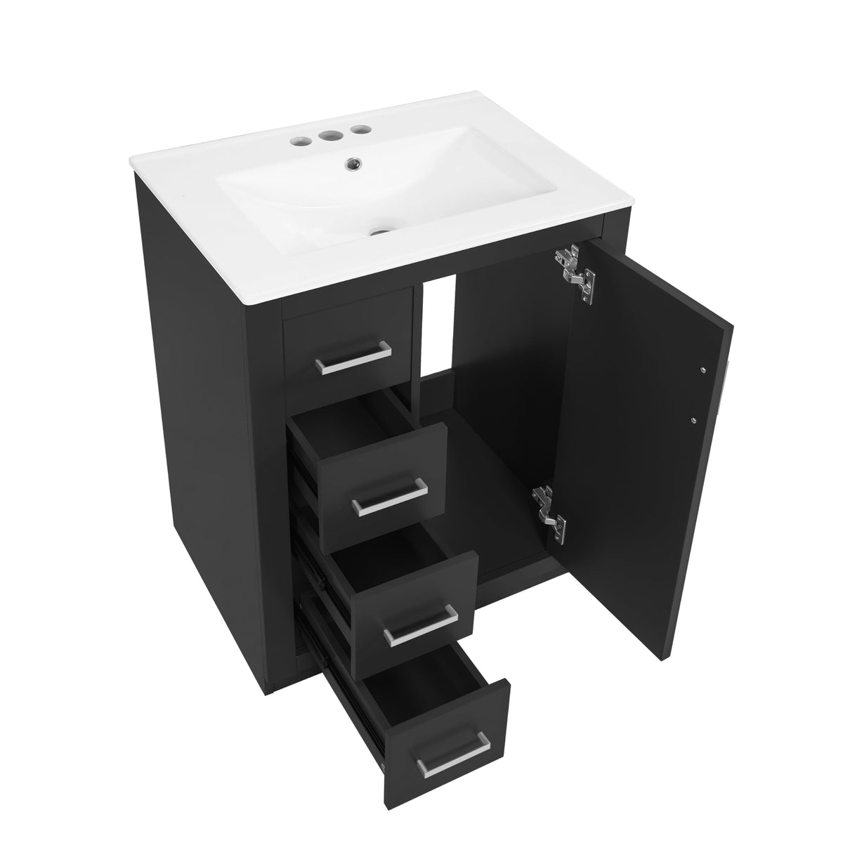 30 Inch Green Bathroom Vanity with Sink & Gold Handles,Light Luxury