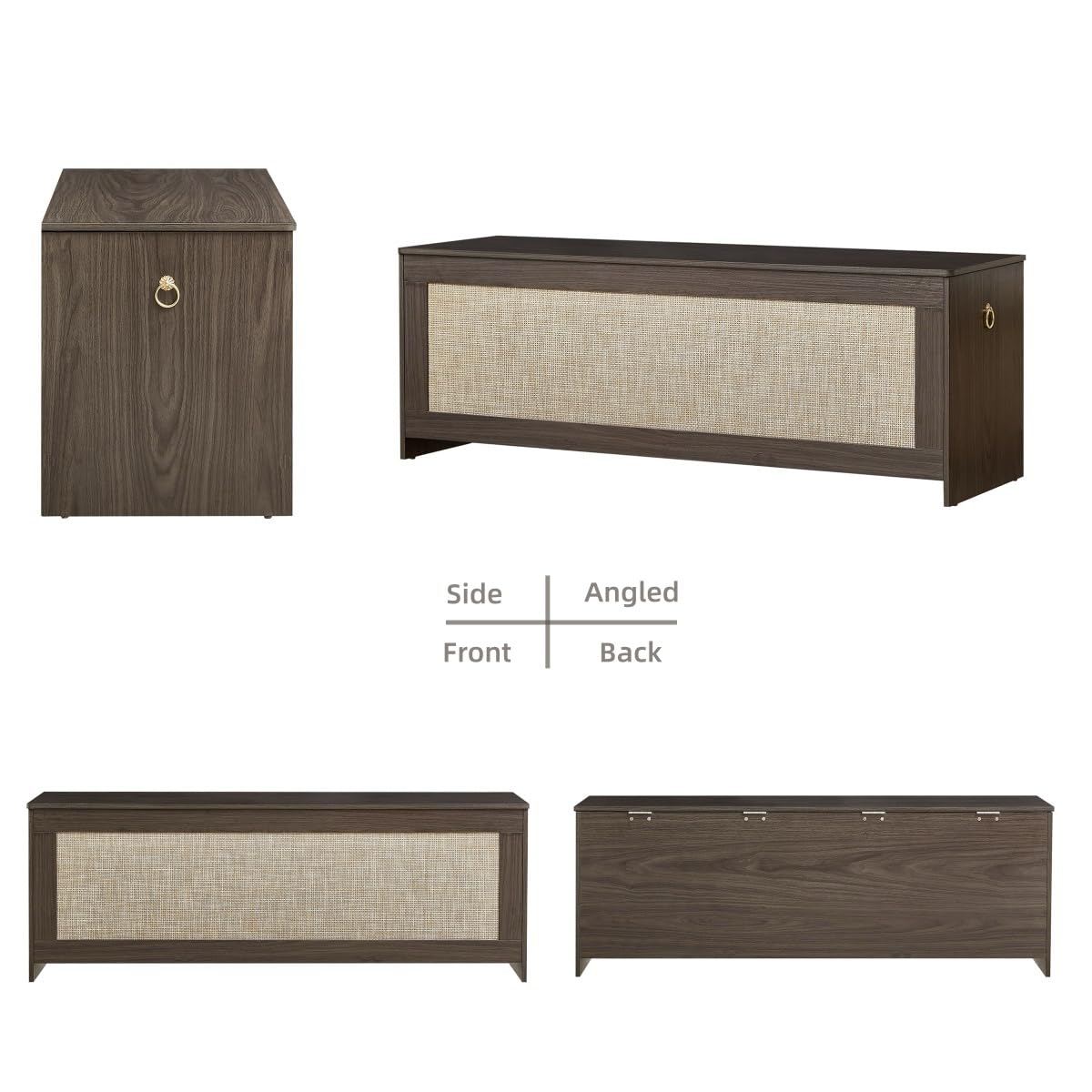 51.2" Storage Chest Extra Large, Rattan Storage Bench,(Cherry Brown