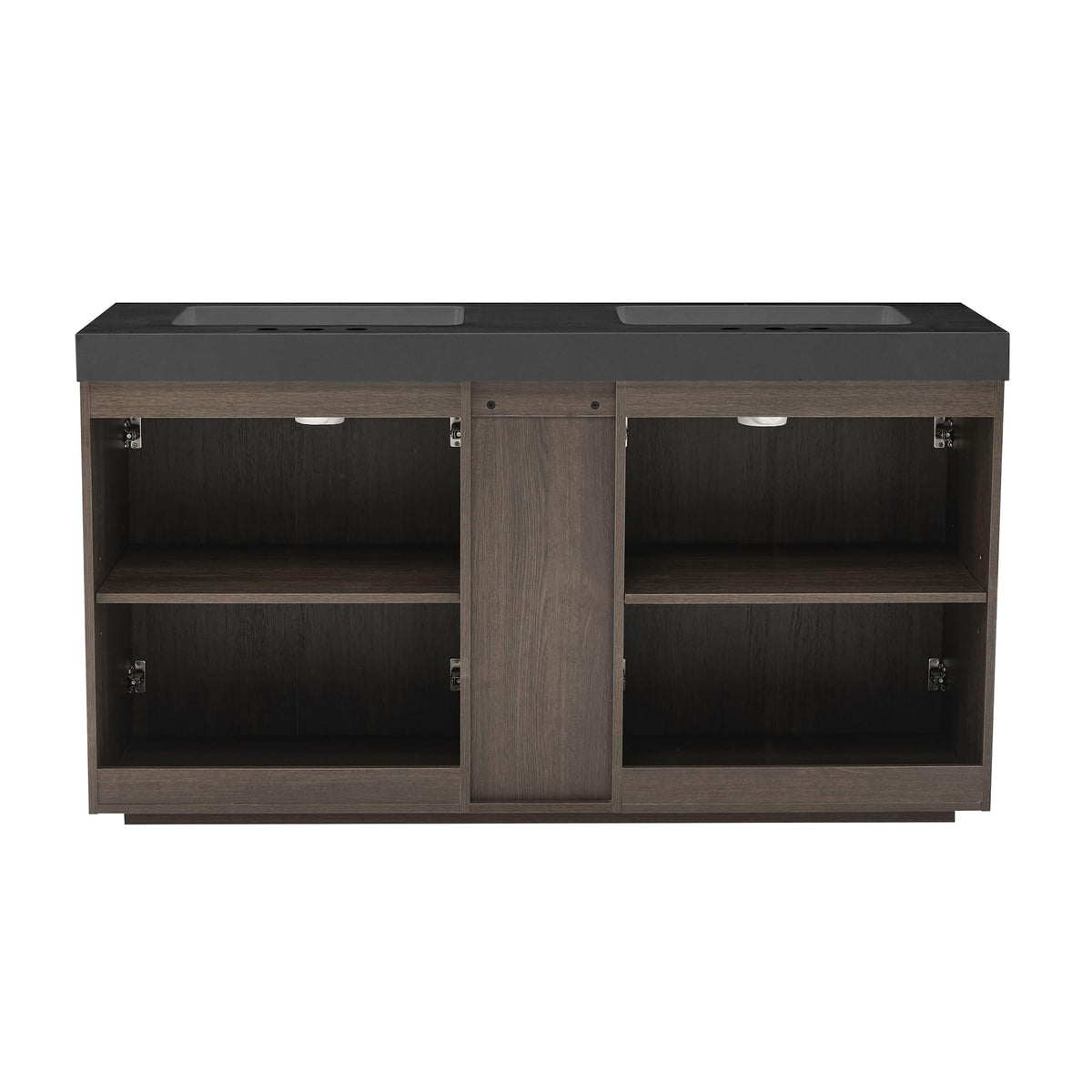36â Modern Bathroom Vanity with Black Sink, Smoked Brown