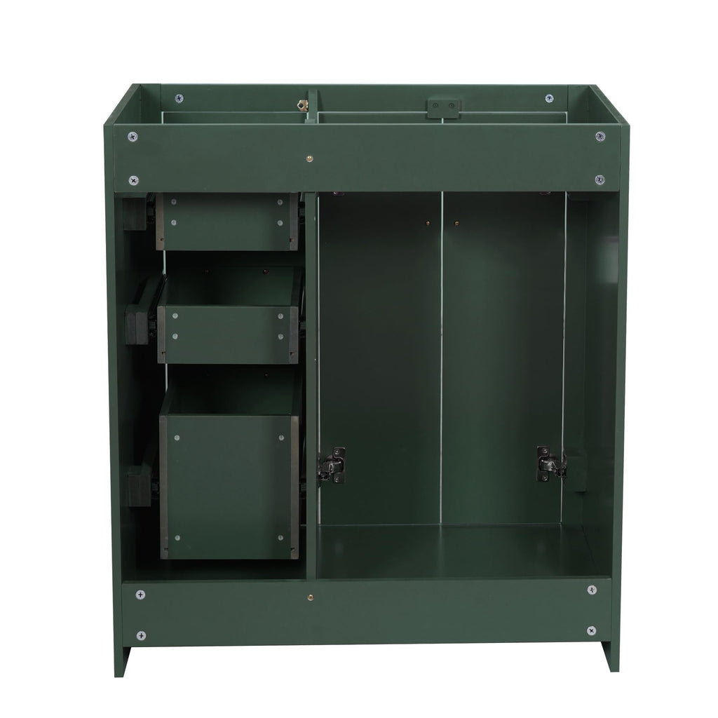 30 Inch Green Bathroom Vanity with Sink & Gold Handles,Light Luxury