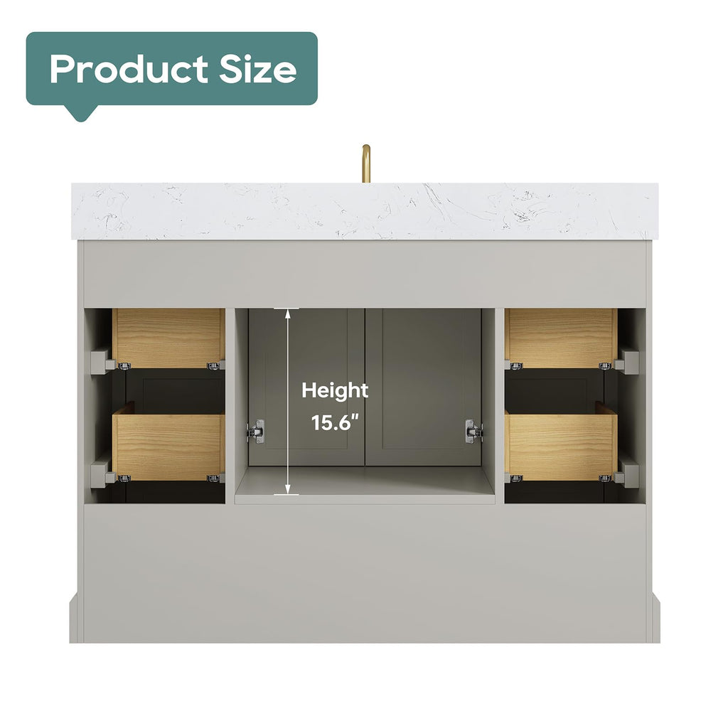 60 Inch Bathroom Vanity with Double Sink Combo, Greige