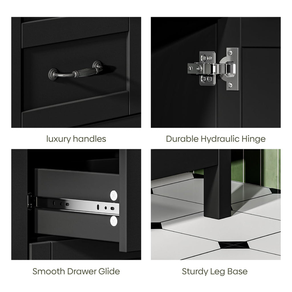 30" Bathroom Vanity with Sink, Sliding Barn Door & 3 Drawers