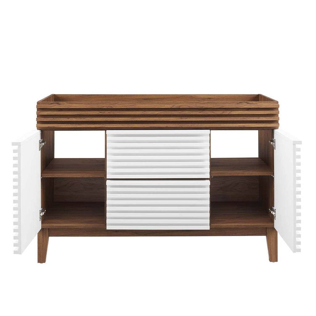 Modway Render Mid-Century Bathroom Vanity With Sink in Walnut White,24 Inch