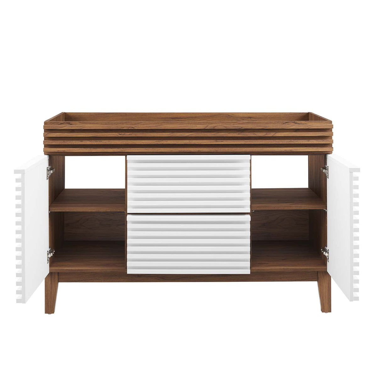 Modway Render Mid-Century Bathroom Vanity With Sink in Walnut White,24 Inch