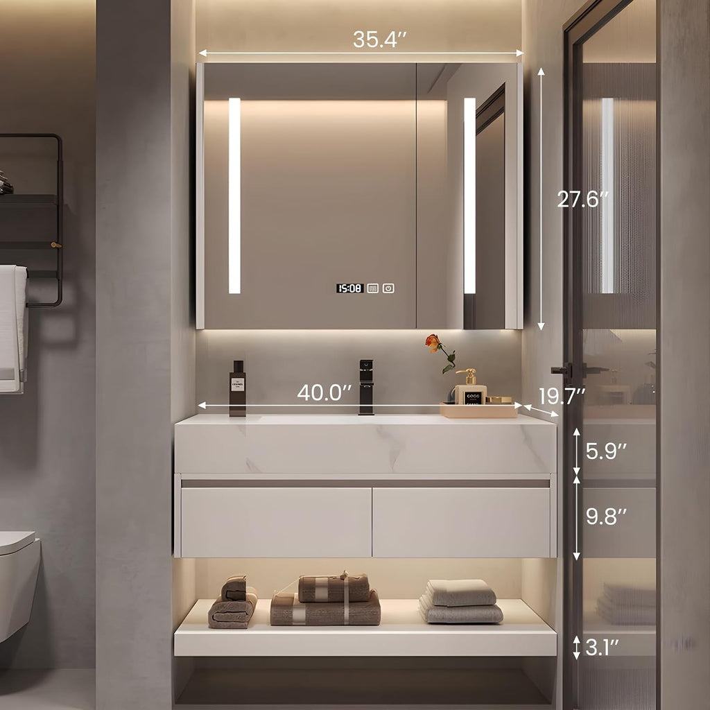 72" Bathroom Vanity with Double Sink, Fully Assembled, White