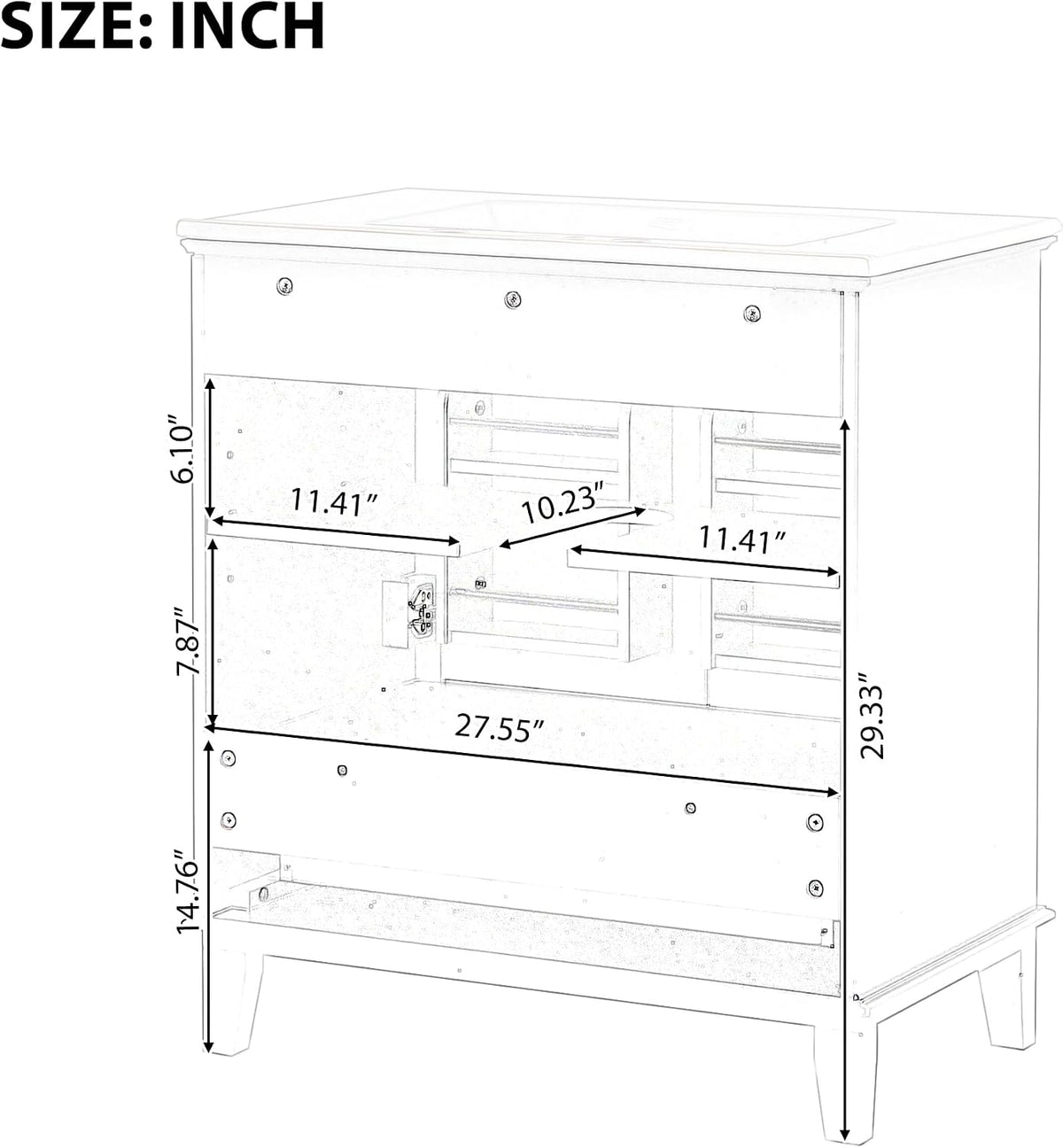 30" Bathroom Vanity Cabinet with Undermount Sink, Storage Rack Shelf, Multi-Functional Drawer Divider, Soft Closing Doors, Black