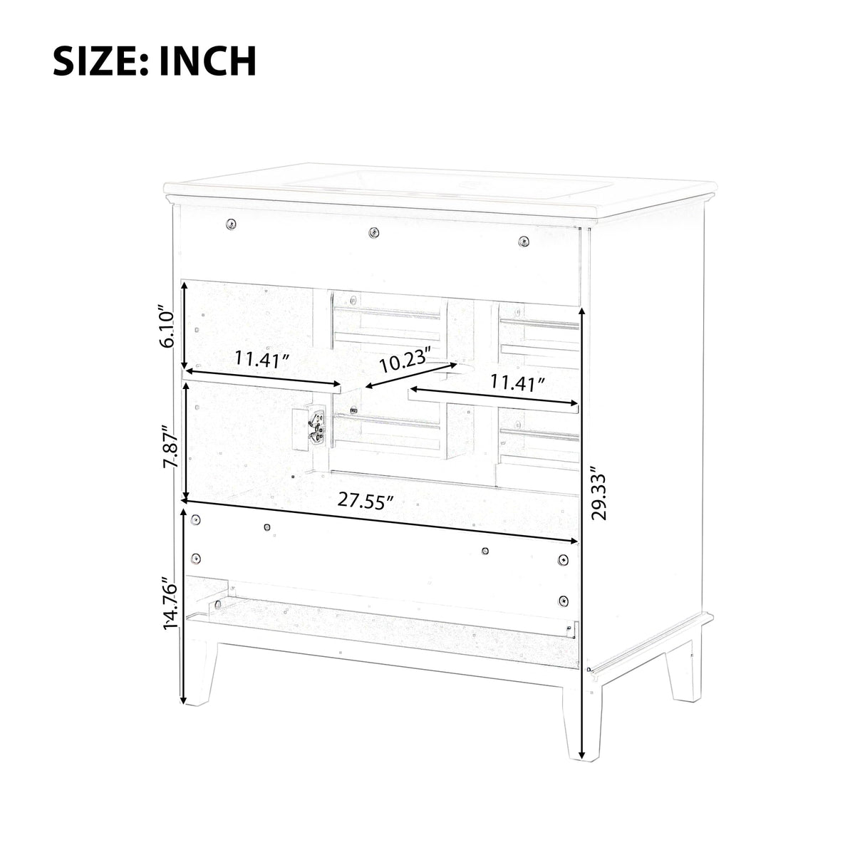 30" Bathroom Vanity Cabinet with Undermount Sink, Storage Rack Shelf, Multi-Functional Drawer Divider, Soft Closing Doors, Black