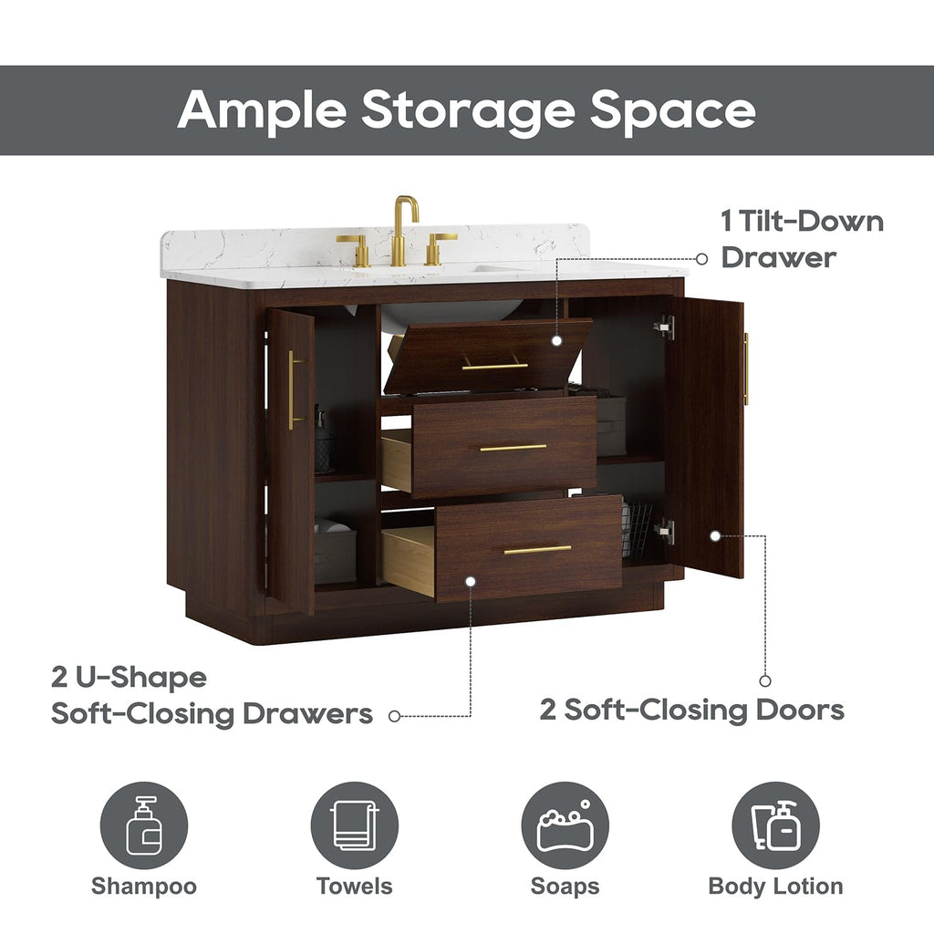 60 Inch Bathroom Vanity with Double Sink Combo, Greige