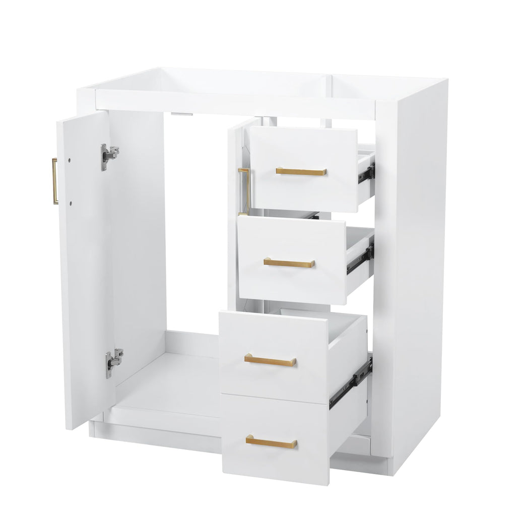 30 Inch Green Bathroom Vanity with Sink & Gold Handles,Light Luxury