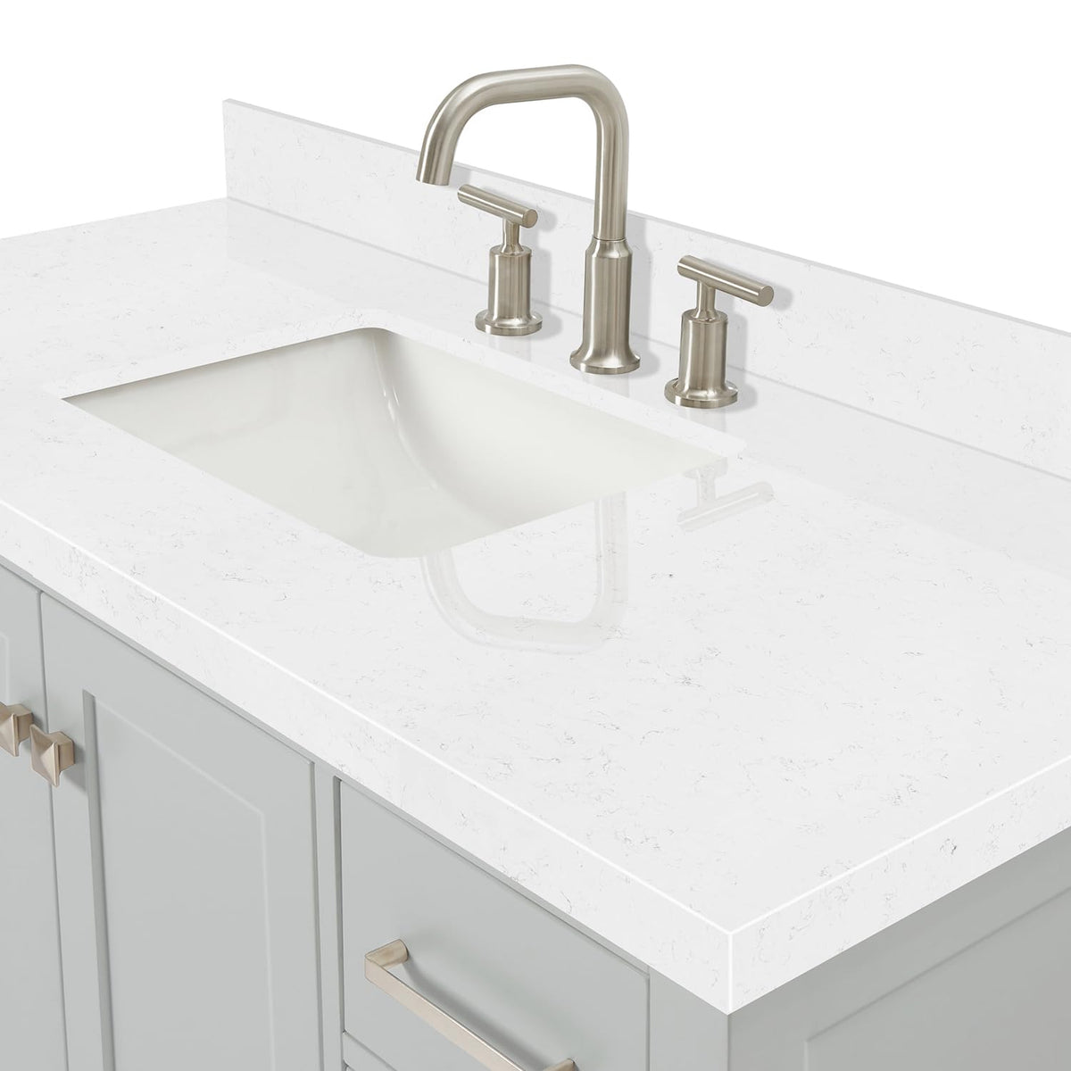 DKB Emilia 48-Inch Bathroom Vanity with Sink â Midnight Blue Single Sink Bathroom Vanity, 1.5" Edge Carrara Quartz Countertop, Solid Wood, 2 Soft Closing Doors, 9 Dovetail Drawers