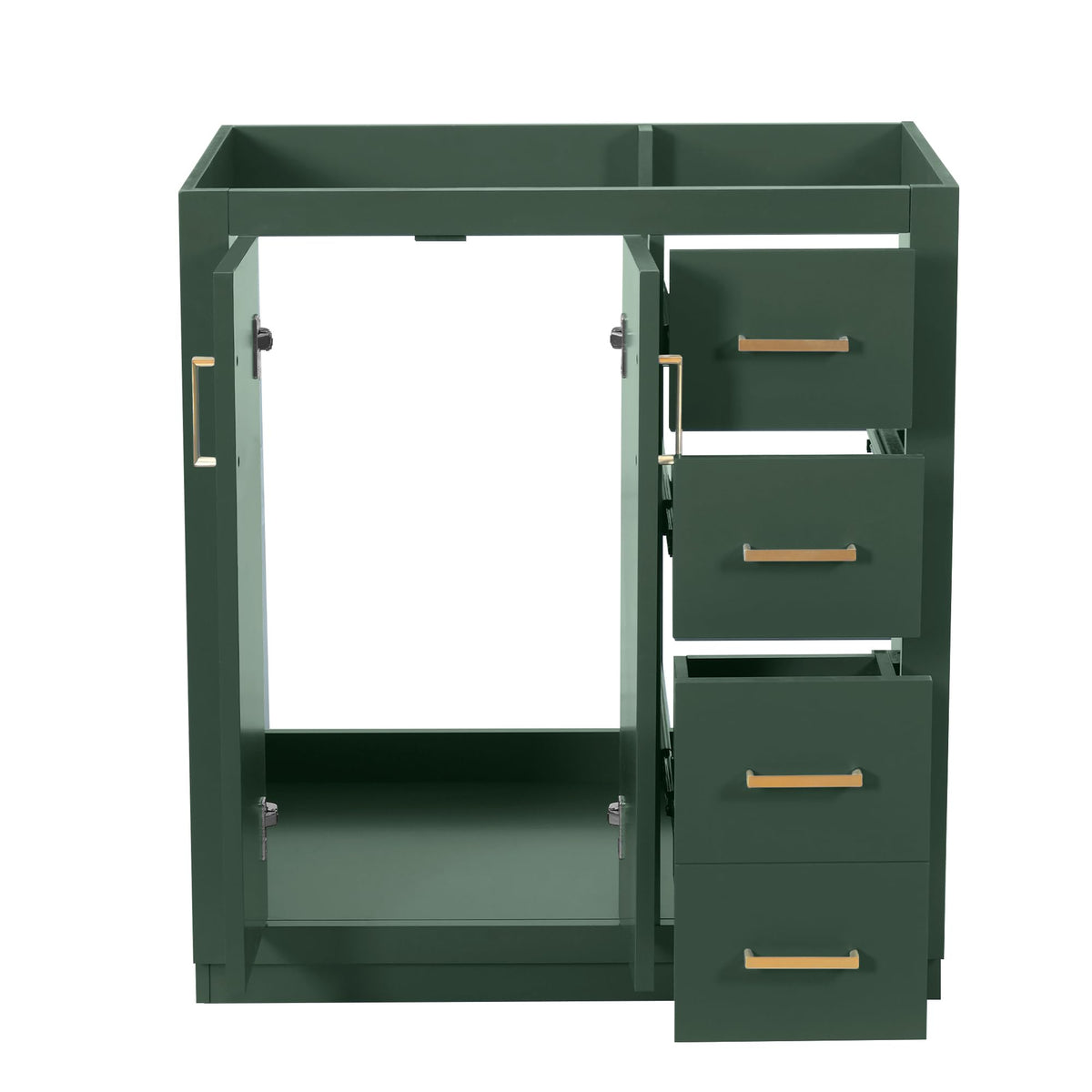 30 Inch Green Bathroom Vanity with Sink & Gold Handles,Light Luxury