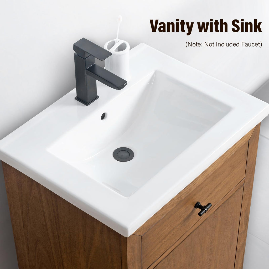 HOMEBEYOND 72" Bathroom Vanity with Double Sink & Ceramic Top, MDF Material Vanity Cabinet with Basin Combo, Soft-Closing Doors, Removable Shelf, Backsplash, Tan