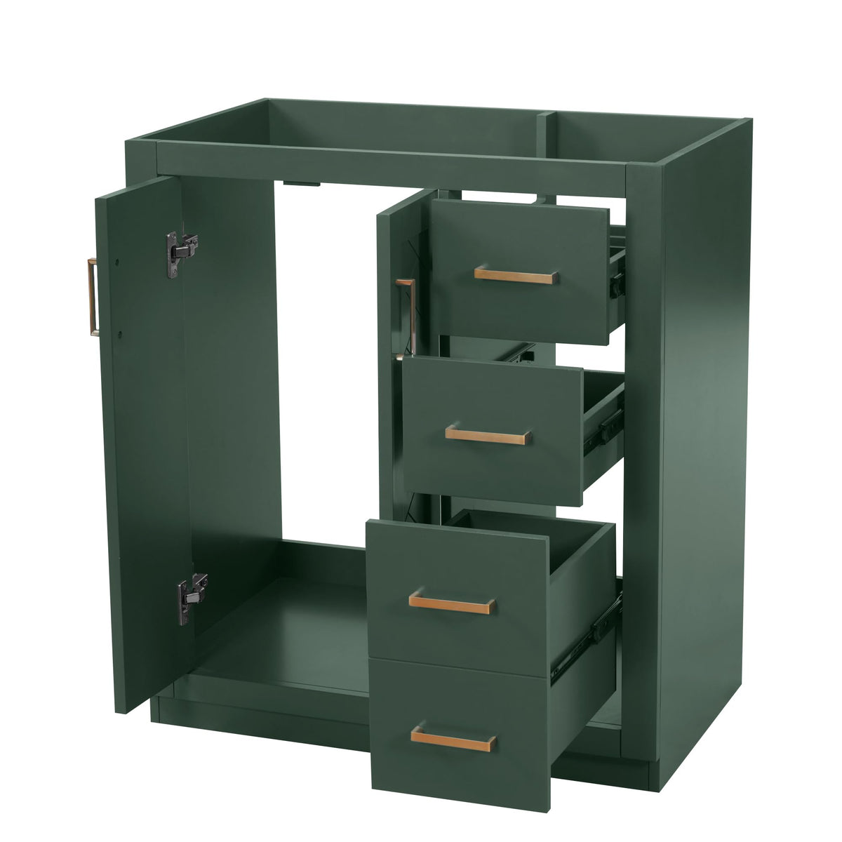 30 Inch Green Bathroom Vanity with Sink & Gold Handles,Light Luxury