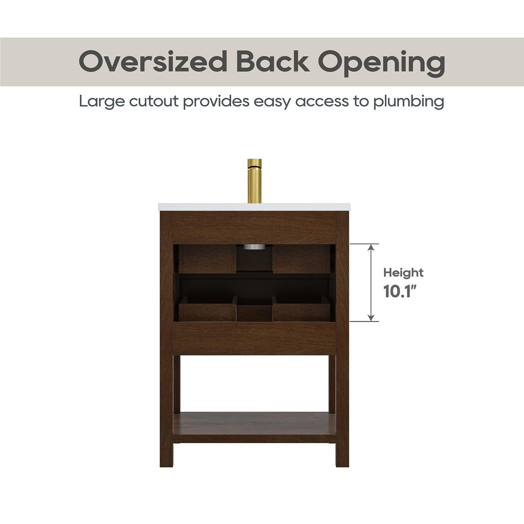 42 Inch Bathroom Vanity with Sink, Fully-Assembled, Walnut